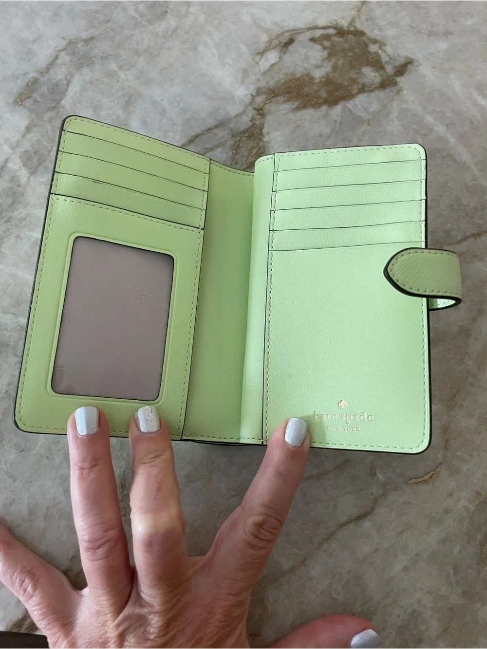kate spade New York Madison Light Green Saffiano Zip Wallet